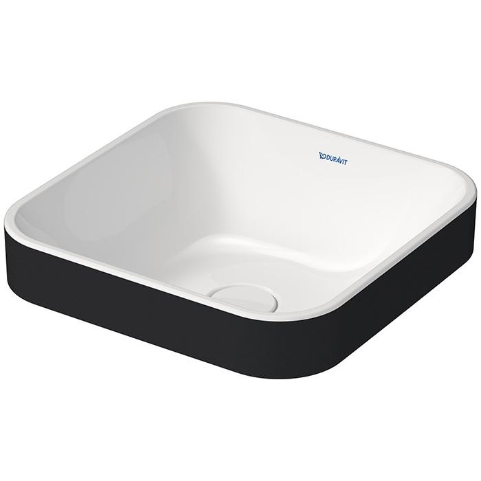 Duravit Happy D.2 Plus Раковина накладная, без перелива, с выпуском, с керамической крышкой, WonderGliss, цвет: Anthracite matt/белый