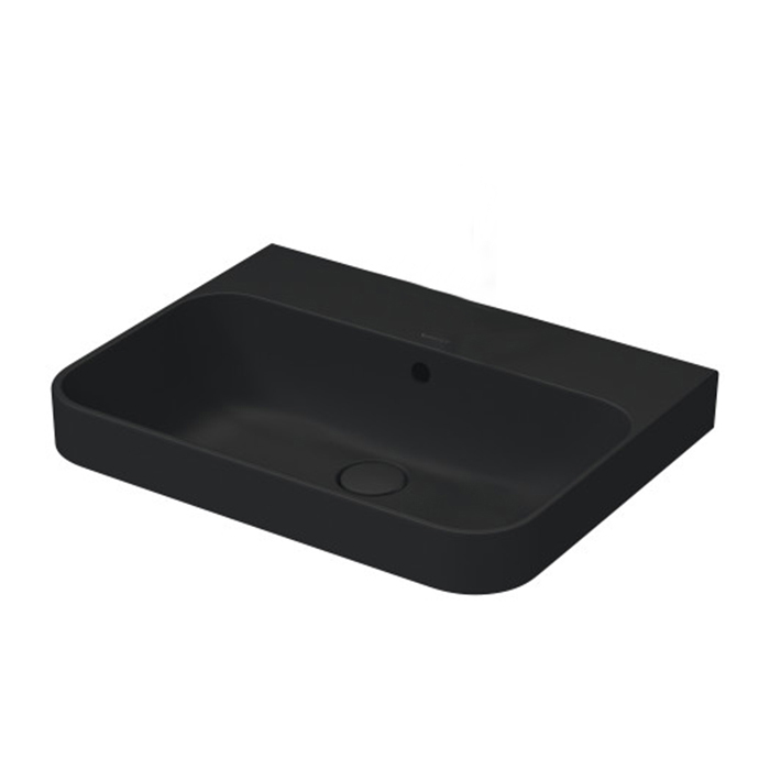 Duravit Happy D.2 Plus Раковина накладная, без отв, выпуск с керамической крышкой, WonderGliss, цвет: Anthracite matt