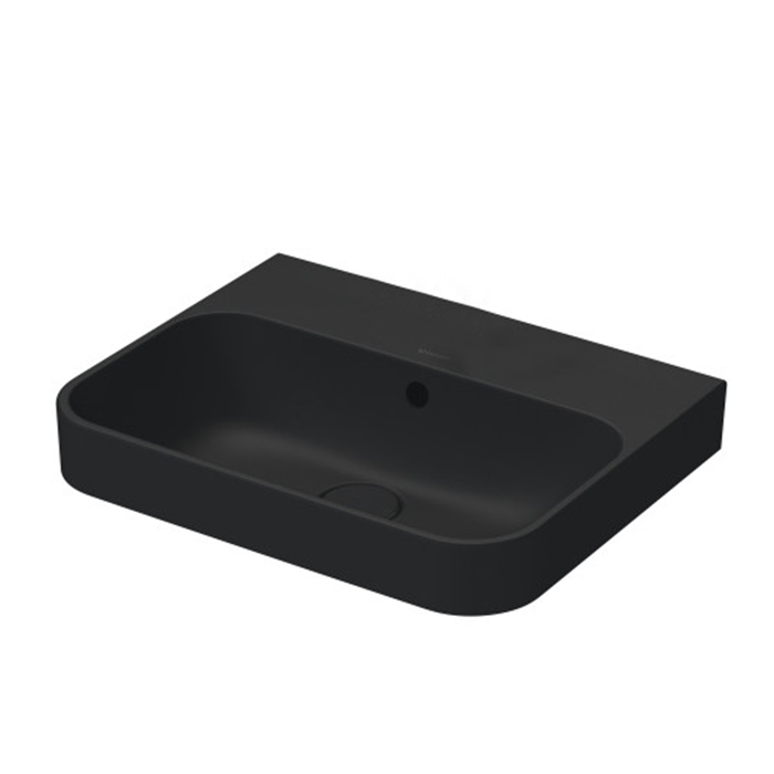 Duravit Happy D.2 Plus Раковина накладная, без отв, выпуск с керамической крышкой, WonderGliss, цвет: Anthracite matt