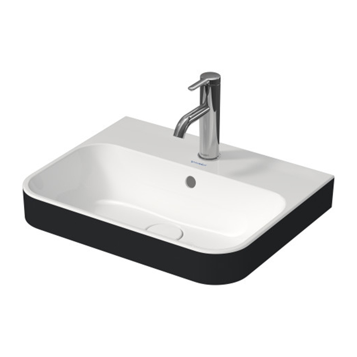 Duravit Happy D.2 Plus Раковина накладная, с 1 отв, выпуск с керамической крышкой, WonderGliss, цвет: Anthracite matt/белый