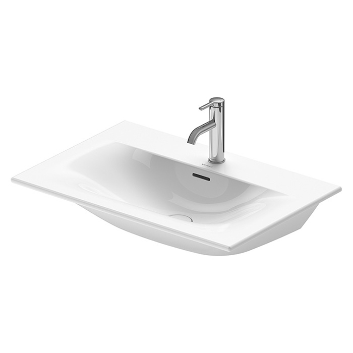 Duravit Happy D.2 Plus Раковина подвесная, с 3 отв, выпуск с керамической крышкой, WonderGliss, цвет: белый