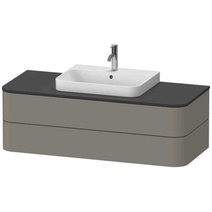 Duravit Happy D.2 Plus Тумба подвесная, с раковиной и 2 ящиками, цвет: stone grey satin matt
