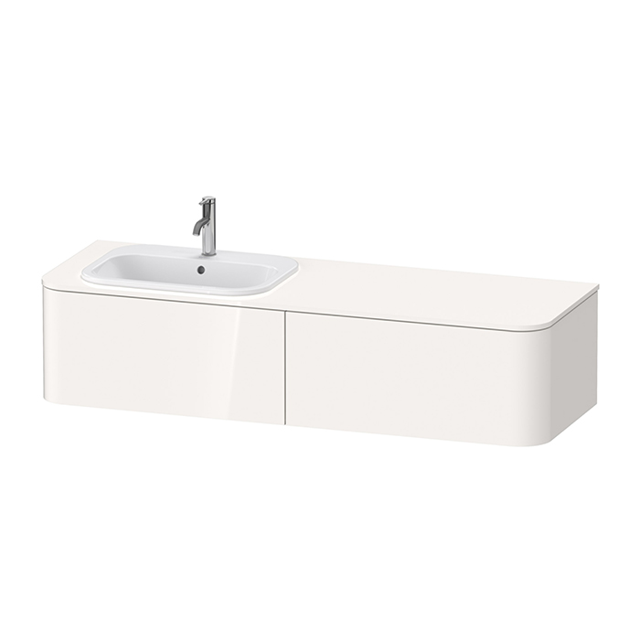 Duravit Happy D.2 Plus Тумба подвесная, с раковиной и 2 ящиками, SX, цвет: белый глянцевый