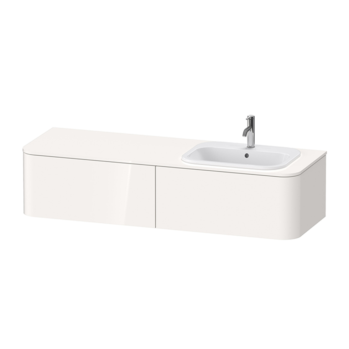 Duravit Happy D.2 Plus Тумба подвесная, с раковиной и 2 ящиками, DX, цвет: белый глянцевый