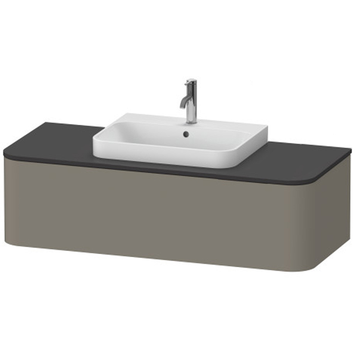 Duravit Happy D.2 Plus Тумба подвесная, с раковиной и 1 ящиком, цвет: stone grey satin matt
