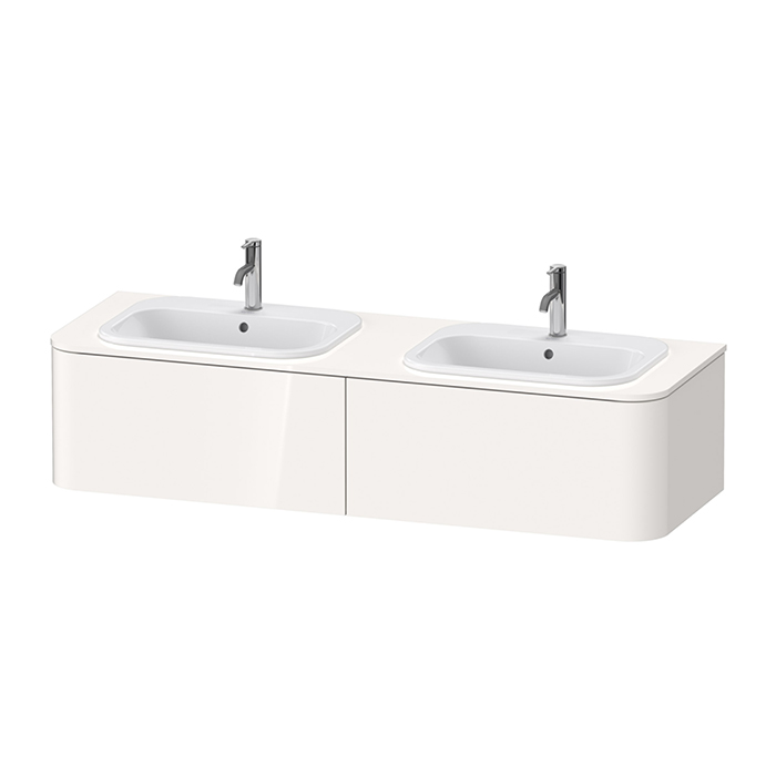 Duravit Happy D.2 Plus Тумба подвесная, с 2 раковинами и 2 ящиками, цвет: белый глянцевый