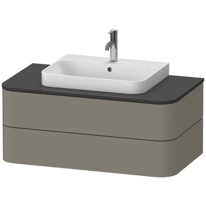 Duravit Happy D.2 Plus Тумба подвесная, с раковиной и 2 ящиками, цвет: stone grey satin matt
