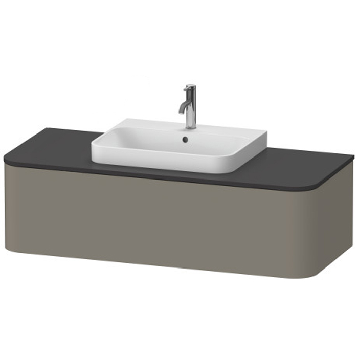 Duravit Happy D.2 Plus Тумба подвесная, с раковиной и 1 ящиком, цвет: stone grey satin matt