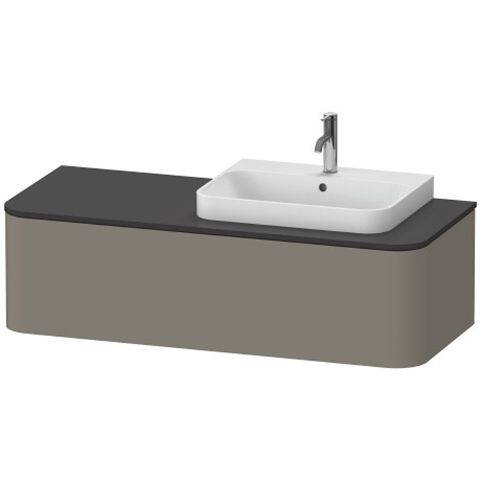Duravit Happy D.2 Plus Тумба подвесная, с раковиной и 1 ящиком, DX, цвет: stone grey satin matt