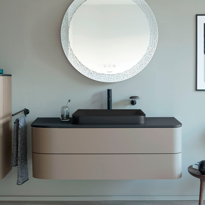 Duravit Happy D.2 Plus Тумба подвесная, с 2 ящиками, цвет: stone grey satin matt