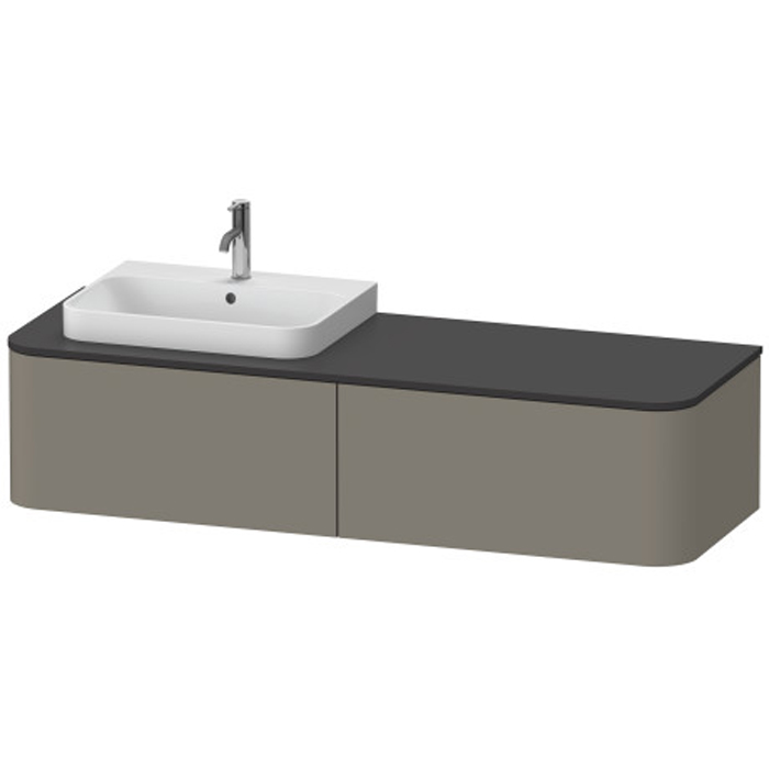 Duravit Happy D.2 Plus Тумба подвесная, с раковиной и 2 ящиками, SX, цвет: stone grey satin matt