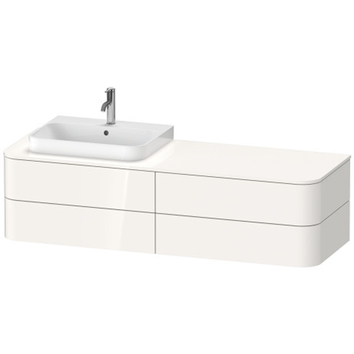 Duravit Happy D.2 Plus Тумба подвесная, с раковиной и 4 ящиками, цвет: белый глянцевый