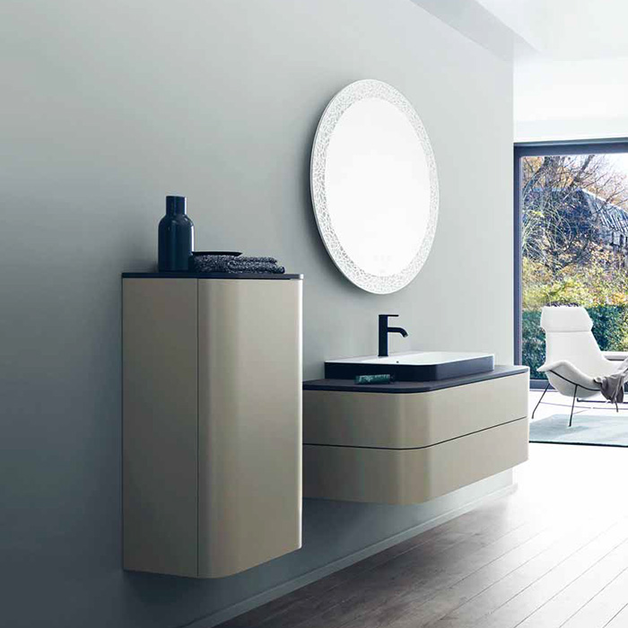 Duravit Happy D.2 Plus Тумба подвесная с раковиной, 2 ящика, цвет: stone grey satin matt/Anthracite matt/белый