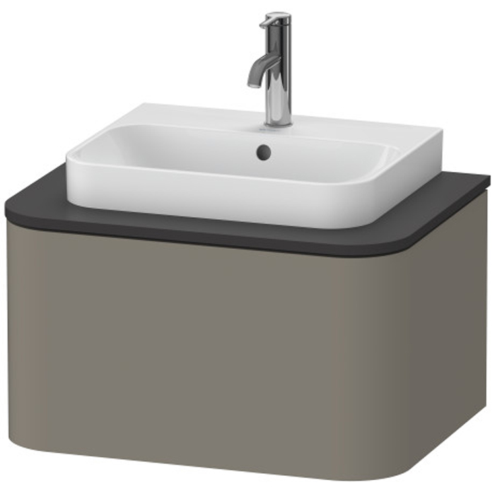 Duravit Happy D.2 Plus Тумба подвесная, с раковиной и 1 ящиком, цвет: stone grey satin matt
