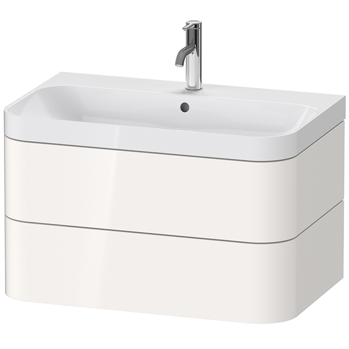 Duravit Happy D.2 Plus Тумба подвесная c-shaped с умывальником, с 1 отв под смесит, 2 ящика, выпуск и сифон в комплекте, цвет: белый глянцевый