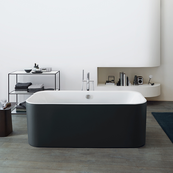 Duravit Happy D.2 Plus Ванна акриловая, отдельностоящая, бесшовная панель, слив-перелив, цвет: graphite supermatt
