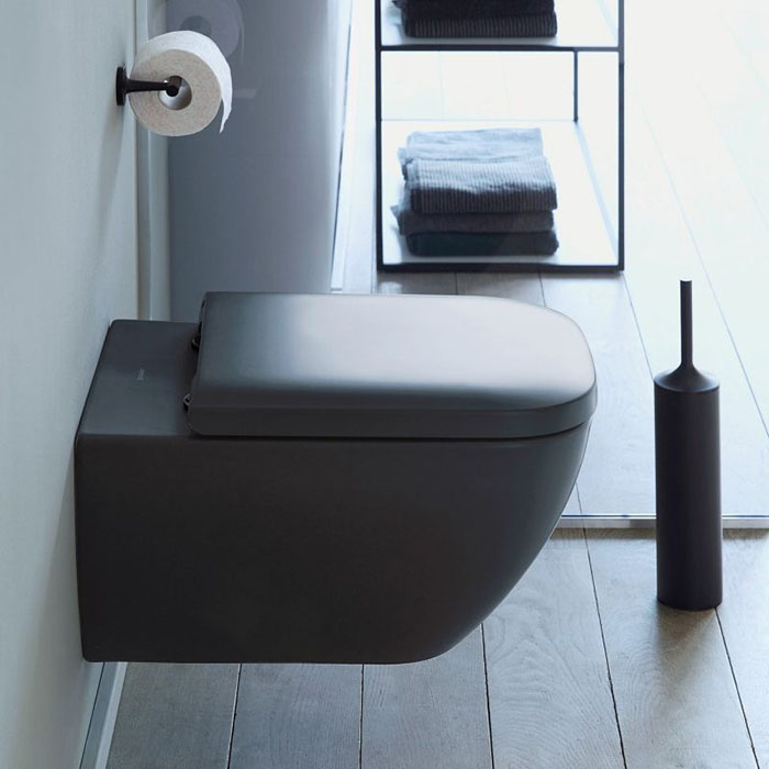 Duravit Happy D.2 Plus Унитаз подвесной rimless, вкл. крепление Durafix, с покрытием WG, цвет: антрацит матовый