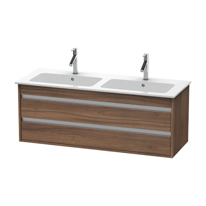 Duravit Ketho Тумба подвесная, с раковиной, 2 выдв.ящика, цвет: орех натуральный