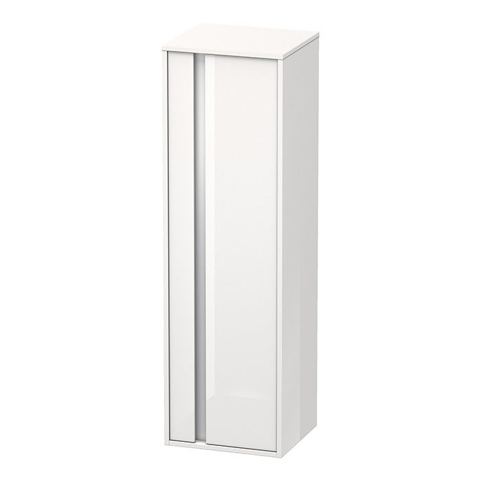 Duravit Ketho Шкаф высокий, 1 дверца петли справа, 2 стеклянные полки, 1 деревянная полка, подвесной, цвет: белый глянцевый
