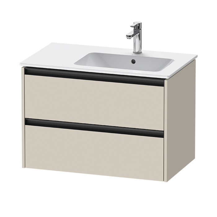 Duravit Ketho Тумба подвесная, с раковиной, 2 ящика, цвет: тауп матовый