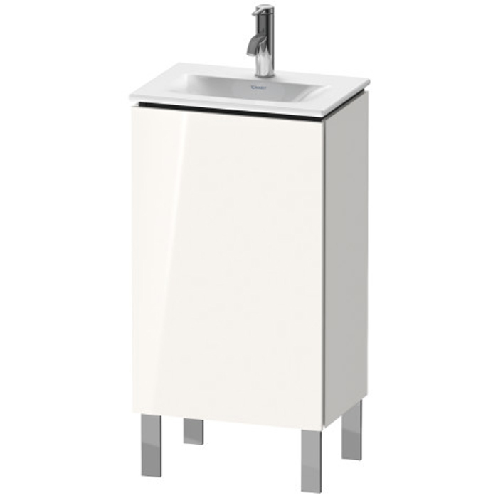 Duravit L-Cube База напольная с раковиной, 1 стеклянная полка, 1 дверца, петли слева, цвет: глянцевый белый
