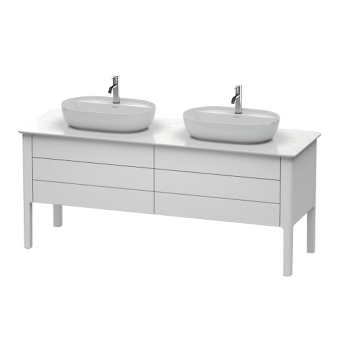 Duravit Luv База напольная, с 2 выдв. ящиками, каменной столешницей и раковинами, цвет: белый матовый