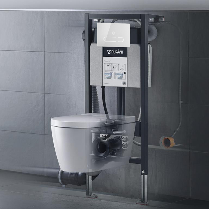 Duravit ME by Starck Унитаз подвесной Rimless, с сиденье SensoWash® Starck f Lite, инсталляция в комплекте, цвет: белый