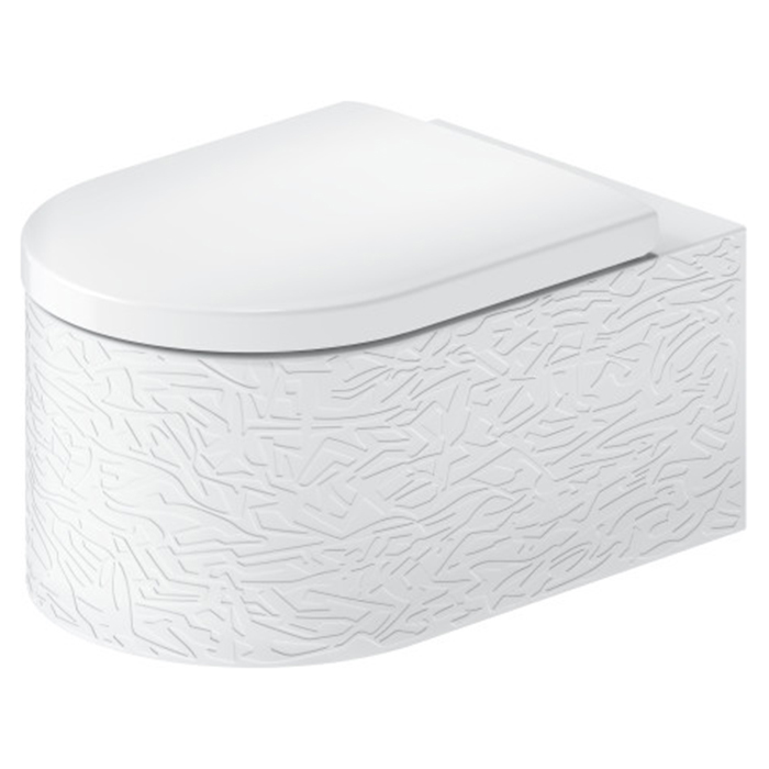 Duravit Millio Унитаз подвесной, декор "Pattern", крепление в компл, цвет: белый шелковисто-матовый