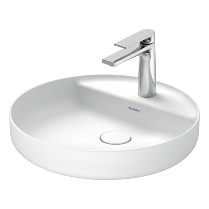 Duravit Vitrium Раковина накладная, с 1 отв, круглая, из DuroCast UltraResist, без перелива, с полкой, цвет: белый матовый