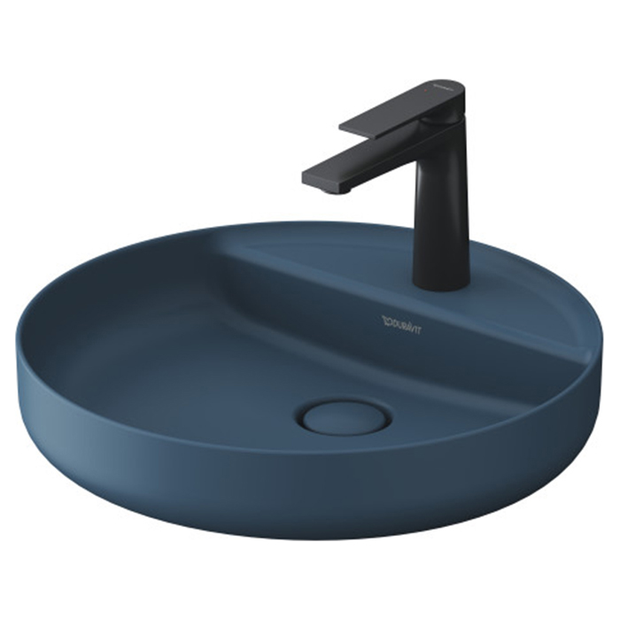 Duravit Vitrium Раковина накладная, с 1 отв, круглая, из DuroCast UltraResist, без перелива, с полкой, цвет: синий матовый