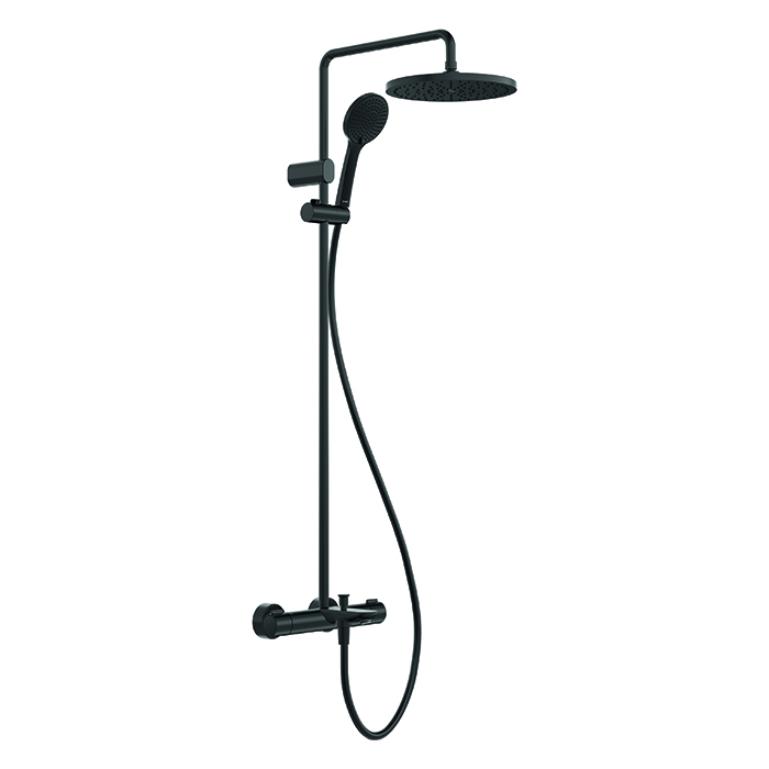 Duravit Wave Душевая система с термостатом, ручной душ с регулировкой высоты, шланг, ручной душ 3 режима, излив, цвет: черный матовый