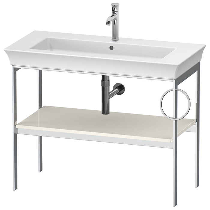 Duravit White Tulip Металлическая консоль, напольная, 1 дерев. полка, п/держ. справа, цвет: Nordic White HighGloss