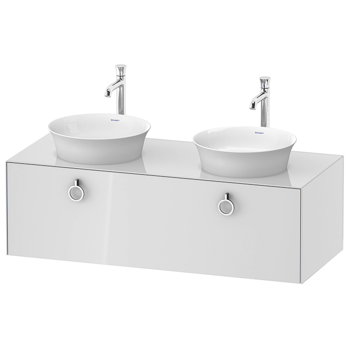 Duravit White Tulip Тумбочка подвесная, 2 раковины, 1 ящик с ручкой, цвет: белый высокоглянцевый
