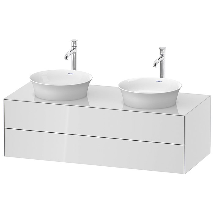 Duravit White Tulip Тумбочка подвесная, 2 раковины, 2 ящика, цвет: белый высокоглянцевый