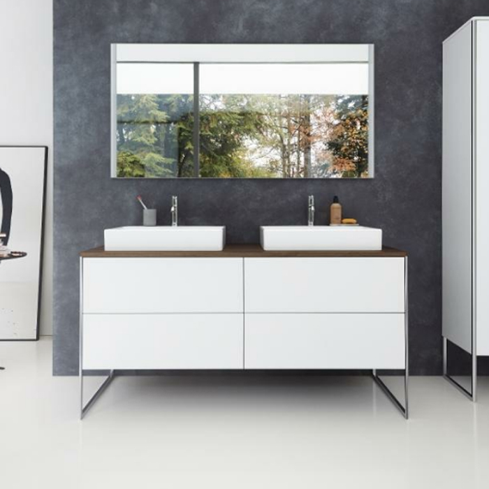 Duravit XSquare База на ножках на 2 раковины, с 4 выдв ящик, напольная, цвет: белый/орех