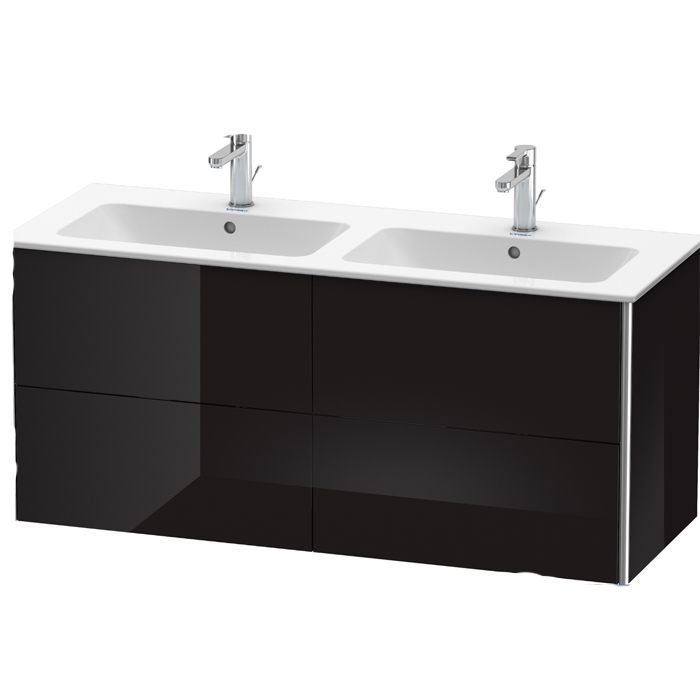 Duravit XSquare Тумба подвесная, с раковиной и 4 выдв ящиками, цвет: черный глянцевый