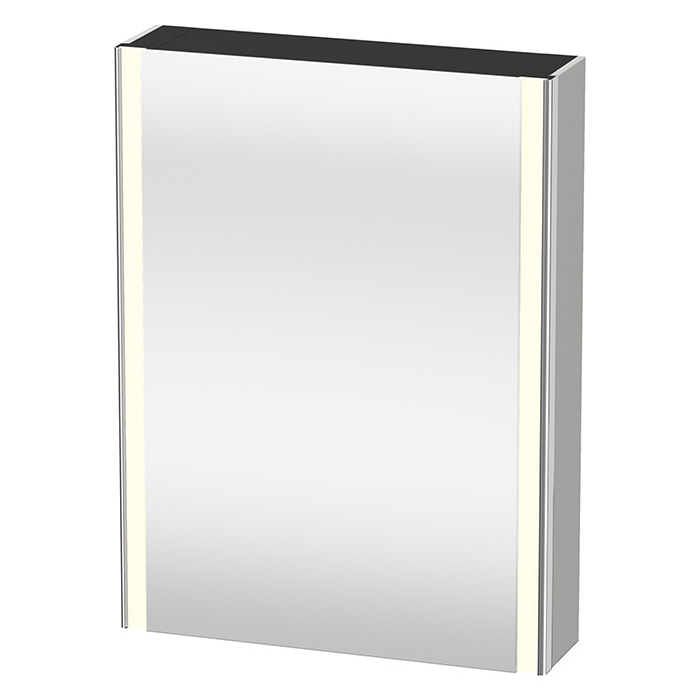 Duravit Xsquare Шкаф зеркальный, Dx, 1 зерк дверца, 2 стекл полки, 1 дер полка, 1 выкл, 1 розетка, цвет: скандинавский белый шелковисто-матовый