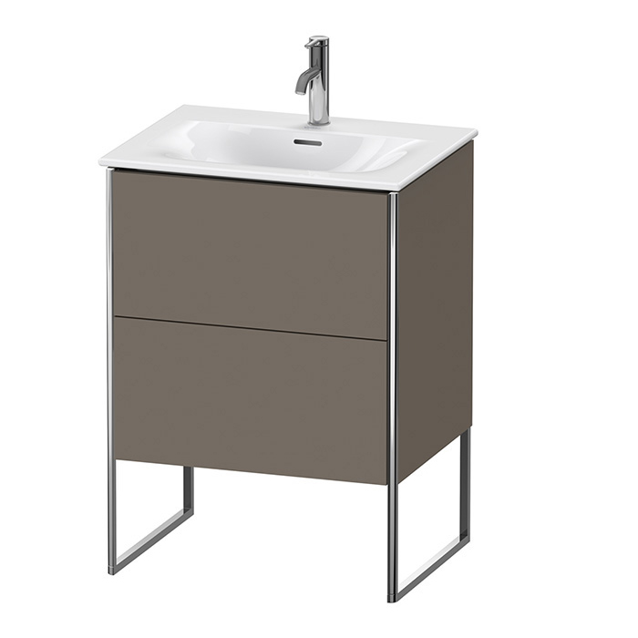 Duravit XSquare Тумба с раковиной, напольная, 2 яшика, встроенные ножки с регулировкой по высоте, цвет: Flannel Grey SaM
