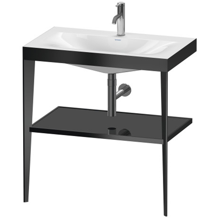 Duravit XViu Консоль напольная, с полкой, с раковиной без перелива, 1 отв, цвет: black matt/black high gloss lacquer