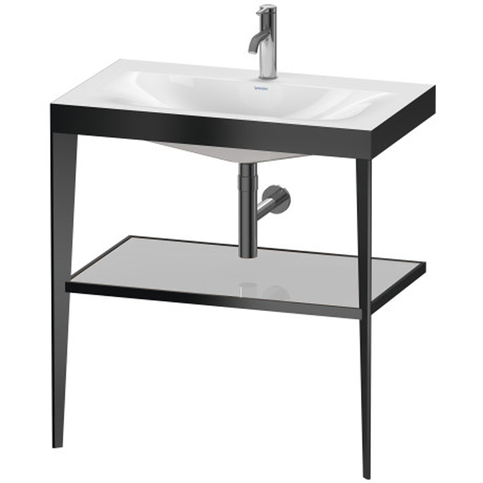 Duravit XViu Консоль напольная, с полкой, с раковиной без перелива, 1 отв, цвет: black matt/crome