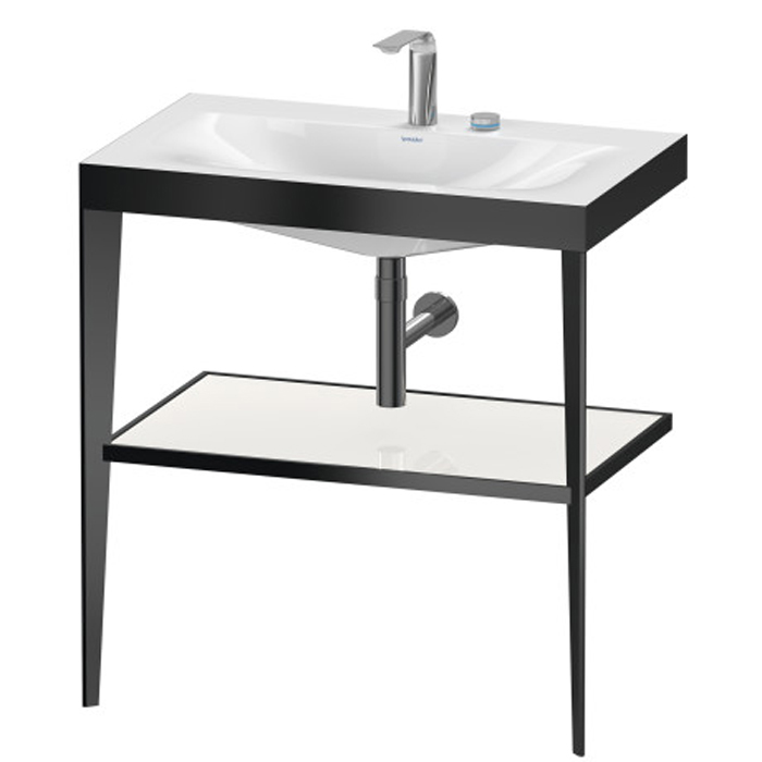 Duravit XViu Консоль напольная, с полкой, с раковиной без перелива, 2 отв, цвет: black matt/white high gloss lacquer