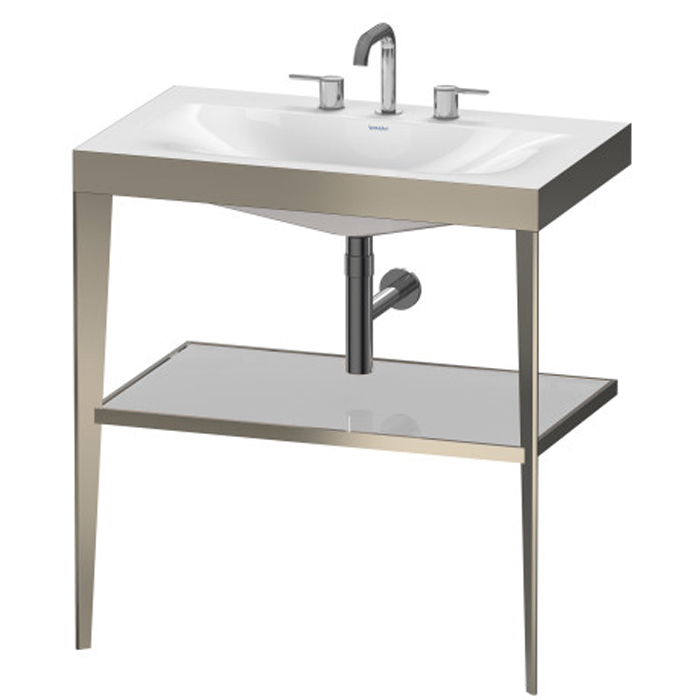 Duravit XViu Консоль напольная, с полкой, с раковиной без перелива, 3 отв, цвет: champagne matt/crome