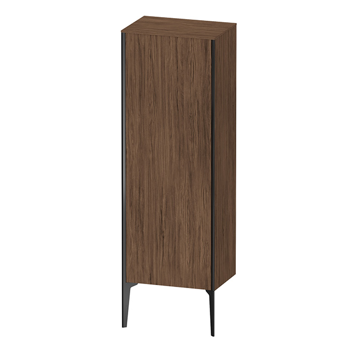 Duravit XViu Шкаф подвесной с 3 стеклянными полками, (петли слева), цвет: walnut dark/чёрный матовый