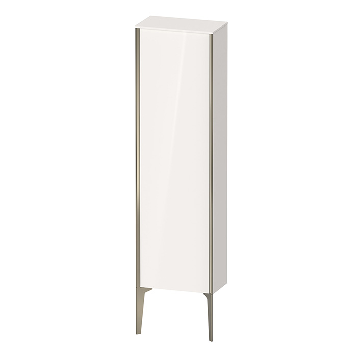 Duravit XViu Шкаф подвесной, с 1 дверью, 3 стеклянными полками (петли слева), цвет: белый глянцевый/champagne matt