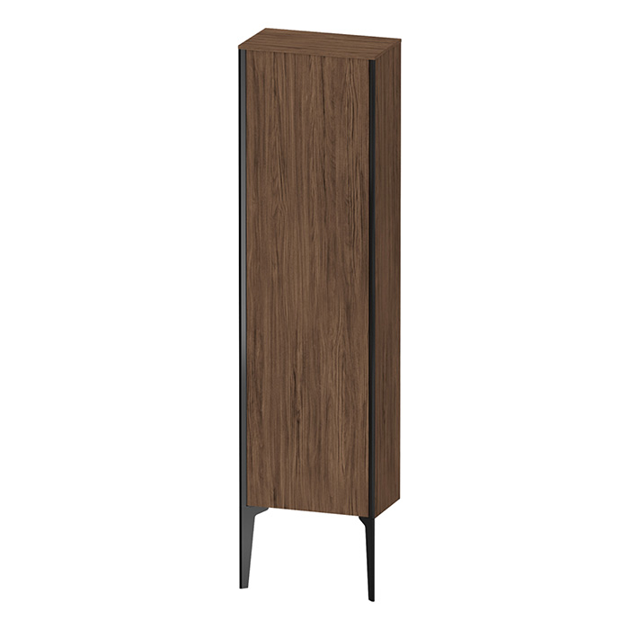 Duravit XViu Шкаф подвесной, с 1 дверью, 3 стеклянными полками (петли слева), цвет: walnut dark/черный матовый