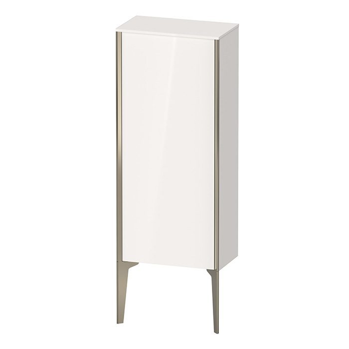 Duravit XViu Шкаф подвесной, с 1 дверью, 2 стеклянными полками (петли слева), цвет: белый глянцевый/champagne matt