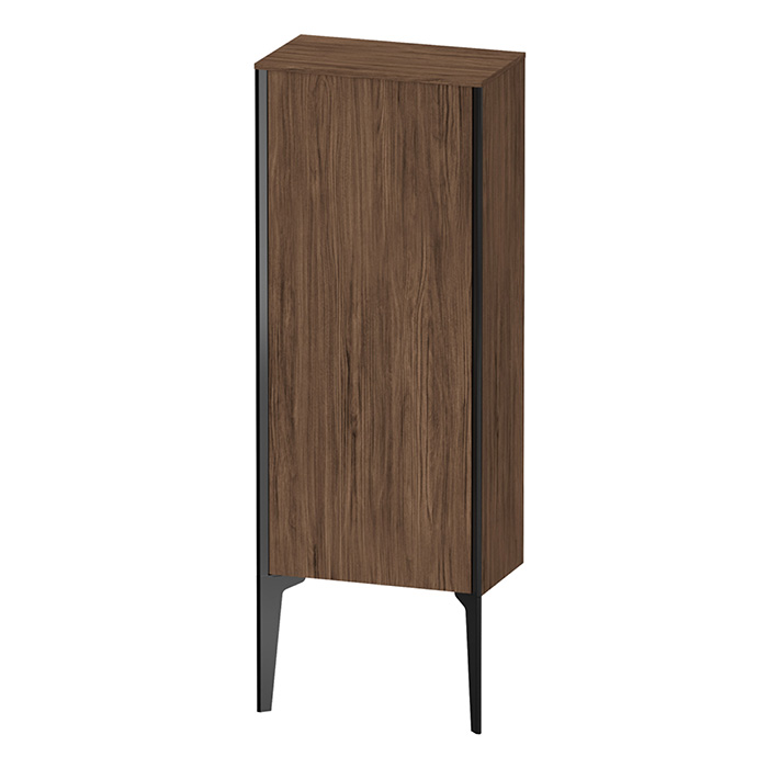 Duravit XViu Шкаф подвесной, с 1 дверью, 2 стеклянными полками (петли слева), цвет: walnut dark/черный матовый