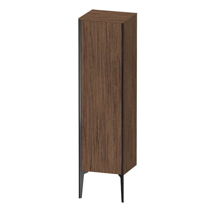 Duravit XViu Шкаф подвесной, с 1 дверью, 3 стеклянными полками (петли справа), цвет: walnut dark/черный матовый