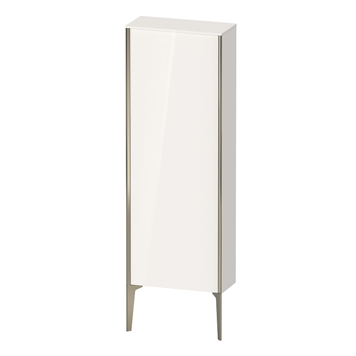 Duravit XViu Шкаф подвесной, с 1 дверью, 3 стеклянными полками (петли справа), цвет: белый глянцевый/champagne matt
