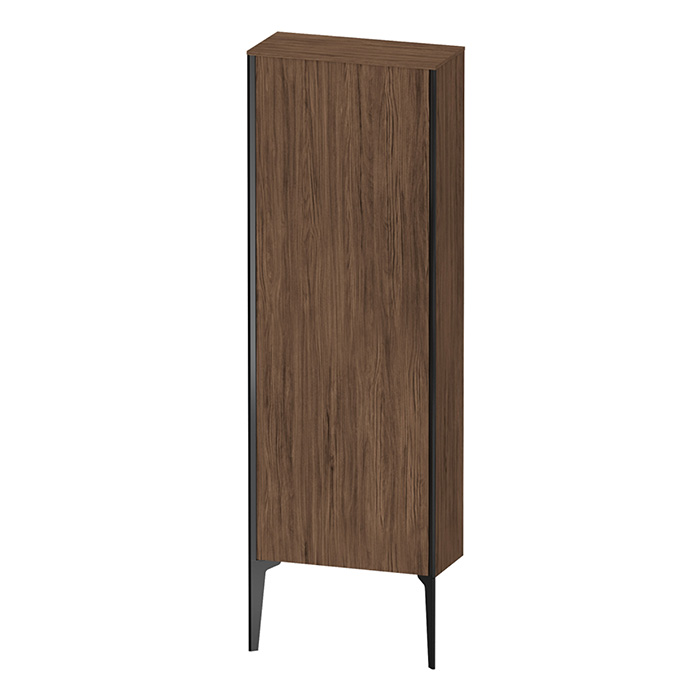 Duravit XViu Шкаф подвесной, с 1 дверью, 3 стеклянными полками (петли справа), цвет: walnut dark/черный матовый
